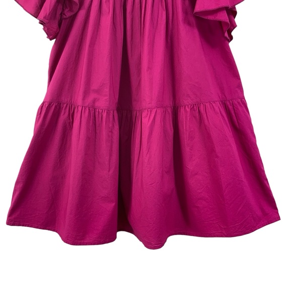 MAEVE Anthropologie Dark Pink Tunic Top Tiered Babydoll Top Magenta F3 - Picture 6 of 12